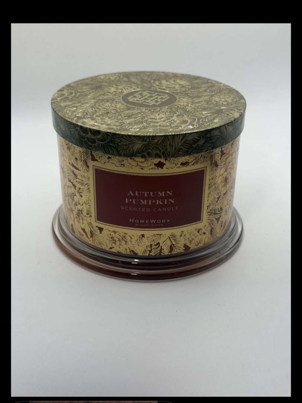 HomeWorx Autumn Pumpkin Scented Candle - Gold & Burgundy Decorative Jar